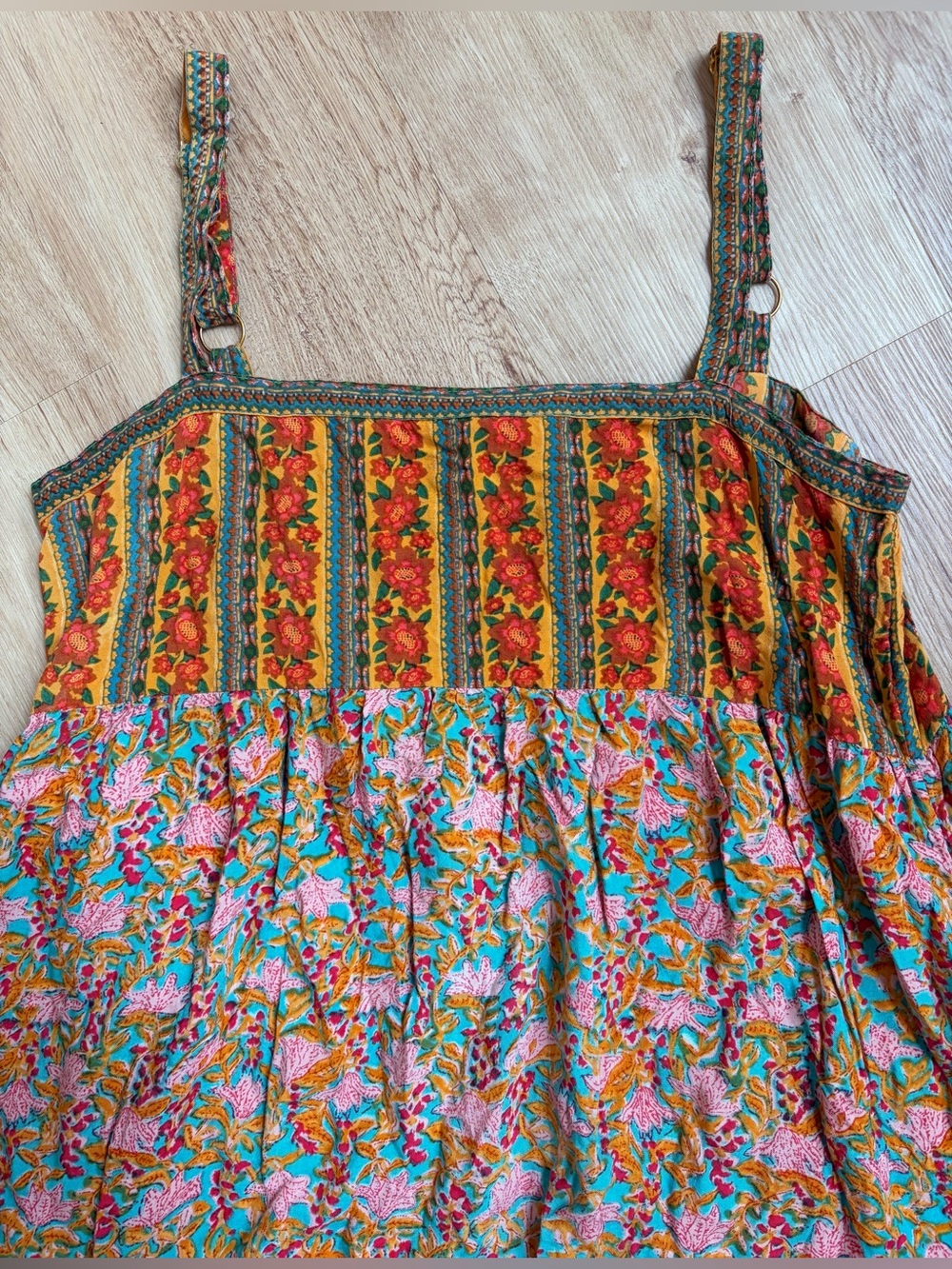 NATURAL LIFE Maxi Dress Patti Side Slit Floral Medium Boho Turquoise Orange Pink - Picture 4 of 12